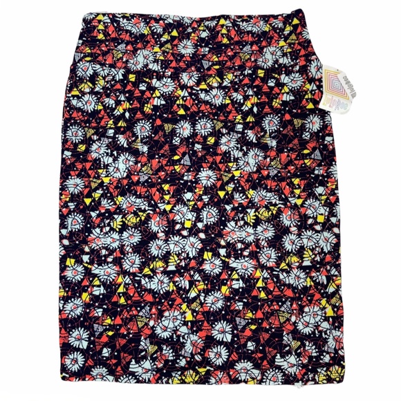LuLaRoe Cassie Floral Geometric Print Pencil Skirt - Picture 1 of 8